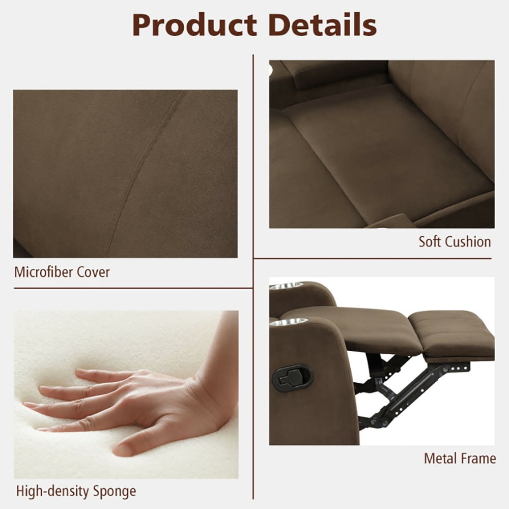 Finihen Recliner Chair, Single Sofa Lounger with Arm Storage and Cup Holder, for Living Room, Bedroom, Coffee Finihen Recliner Chair, Single Sofa Lounger with Arm Storage and Cup Holder, for Living Room, Bedroom, Coffee