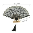 thumbnail image 2 of Unique Bargains 1 Pc Cherry Blossom with Tassel Folding Fan for Masquerade Black Silk Fabric, 2 of 5