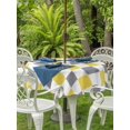 thumbnail image 3 of Outdoor Tablecloth with Umbrella Hole for Patio/Picnic/Party/Camping, Yellow Grey Plaid Waterproof Table Cloth Round Cover Washable, Modern Geometric Minimalist Checkered (Dia 60"), 3 of 8