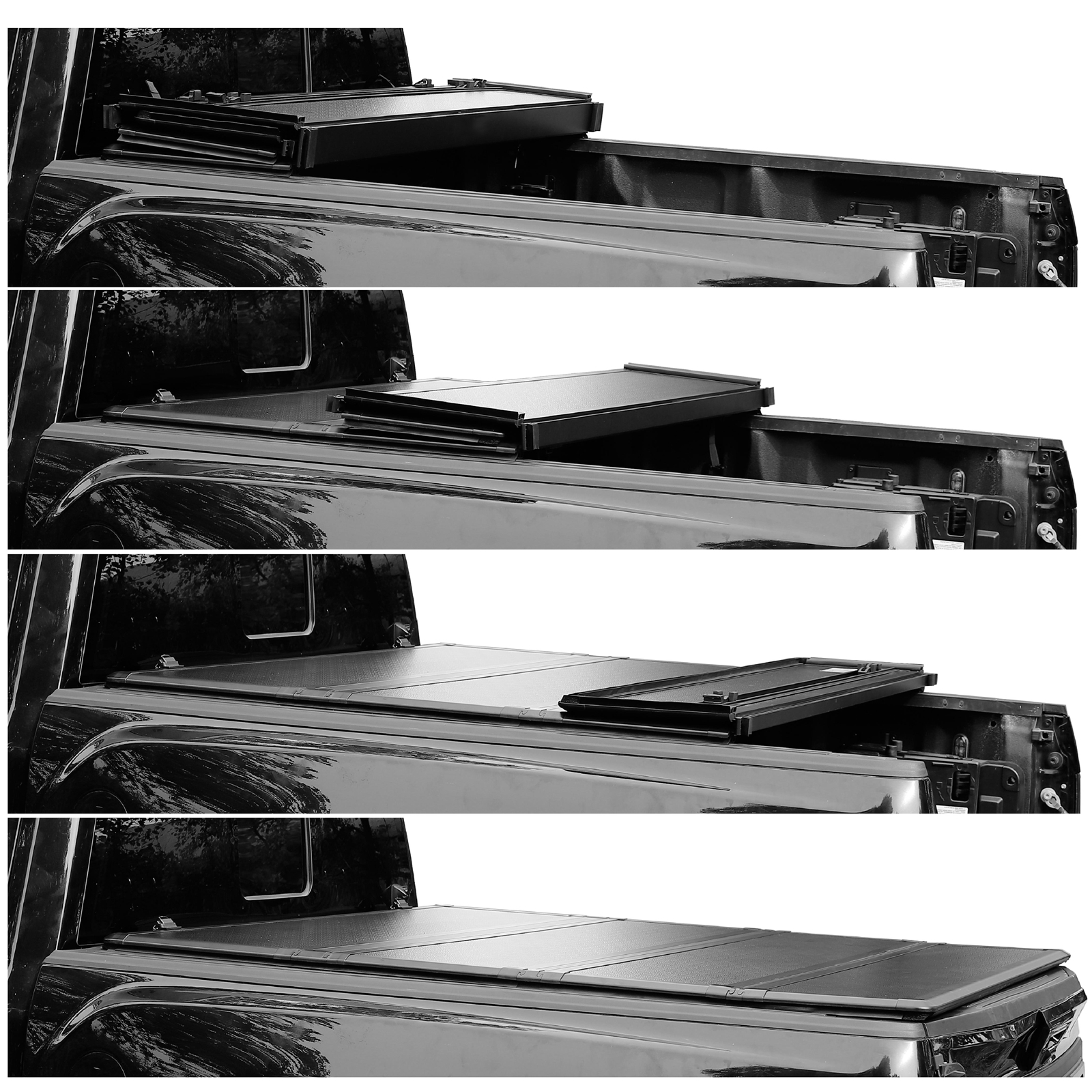 Mamoru Hard FRP Quad-Fold Tonneau Cover For 2009-2023 Dodge Ram 1500 5'7