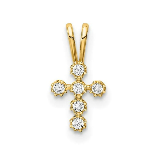 Quality Gold YC1400 Pendentif Croix en Or Jaune 14K CZ
