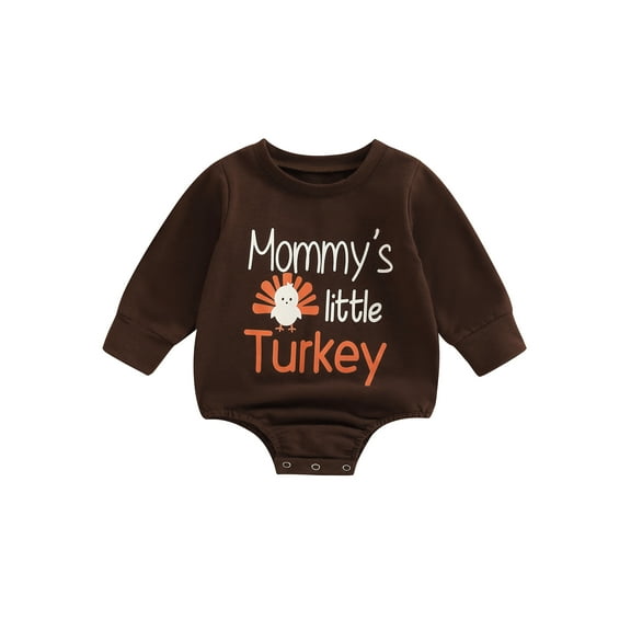 Bagilaanoe Newborn Baby Girl Boy Thanksgiving Romper Sweatshirt Long Sleeve Bodysuit Turkey Lette Print Pullover 6M 12M 18M 24M Infant Casual Tee Tops