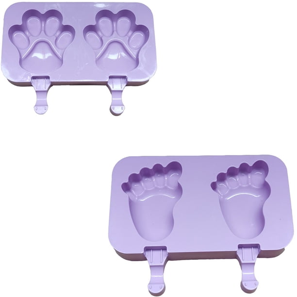 (Huella de oso morado + Huella morada) Molde para helado con tapa (palo de madera) - Molde para cubitos de hielo para el hogar - Creative.com Máquina para hacer helados - Máquina para hacer helados -