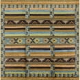 thumbnail image 1 of Ahgly Tapis d'Intérieur Carré Moderne Mi-Siècle Brun Oriental, 7 Pieds Carré, 1 of 6