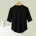 thumbnail image 2 of Women's 3/4 Sleeve Mock Neck Basic Loose T-Shirt Elegant Top, 2 of 6