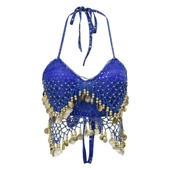 HXWCHs Product Dance Suit Bra Festival Sling Sequined Chest Wrap for Performances and Stage Wear One Size Blue