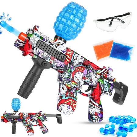 Gel Ball Blaster, Electric Water Bead Blasters, with 10000 Gel Balls & Goggles, for Backyard Fun and Outdoor Activity, Red