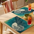 thumbnail image 4 of Vintage Teal Blue Conch Placemats Set of 4 Modern Art Geometric Nautical Coastal Place Mats Indoor Wipeable Table Mats Washable Dining Table Placemats for Kitchen Holiday Party Home Decor 13x19 Inch, 4 of 9