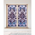 thumbnail image 2 of Window Privacy Film Blue Purple Ethnic Stained Glass Window Film Decorative Sun Block Window Cover Rustic Boho Flowers Impressionist Window Clings Static Adhesive Sticker for Bathroom 23.6"x59", 2 of 7