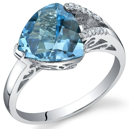 Peora 2.50 Ct Swiss Blue Topaz Engagement Ring in Rhodium-Plated Sterling Silver