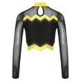 thumbnail image 3 of TiaoBug Girls Cheerleading Shirts Long Sleeve Mesh Rhinestone Cheer Uniform Crop Top Dancewear Gold 14, 3 of 6