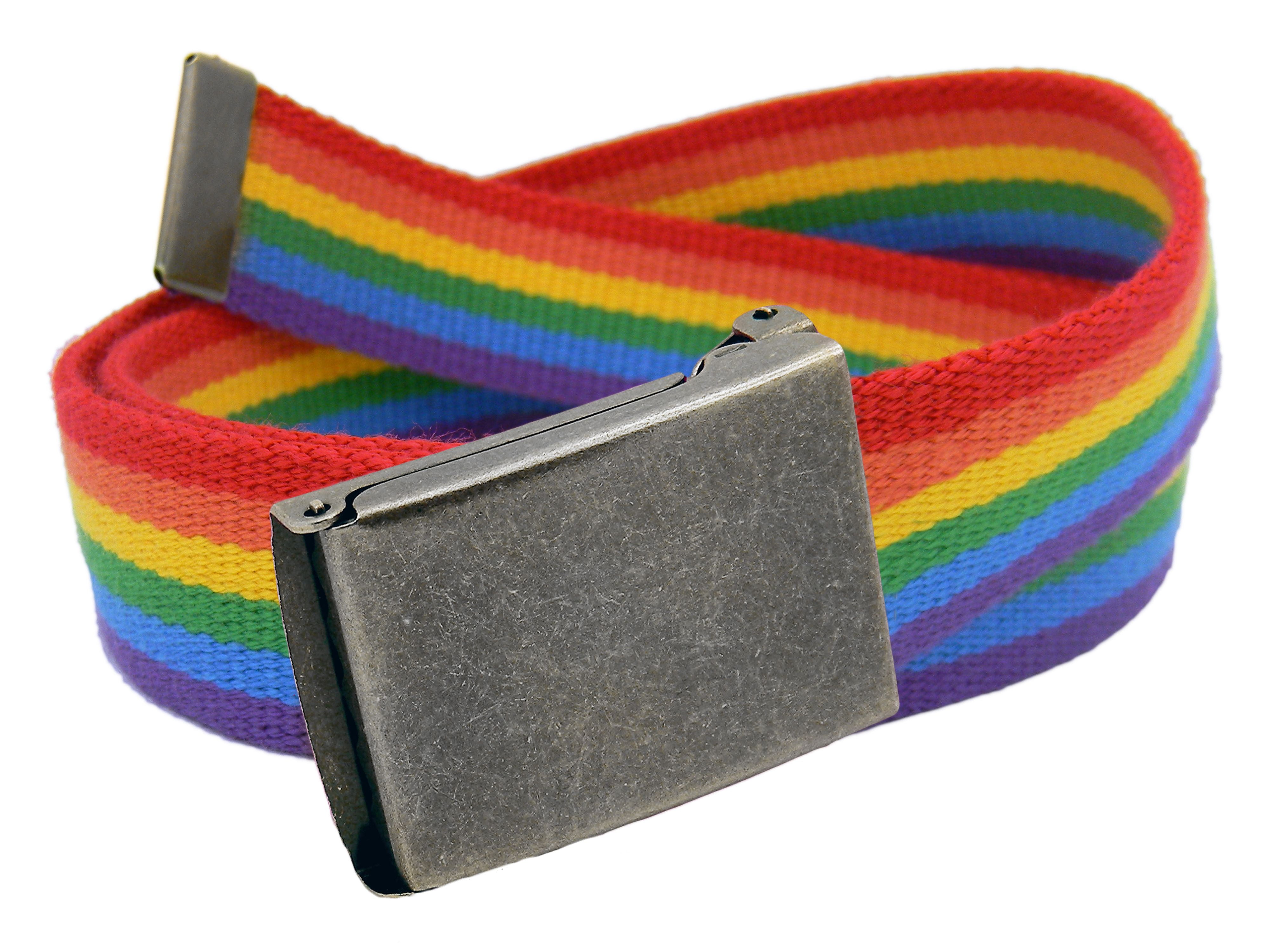 Men's Distressed Silver Flip Top Military Belt Buckle with Canvas Web