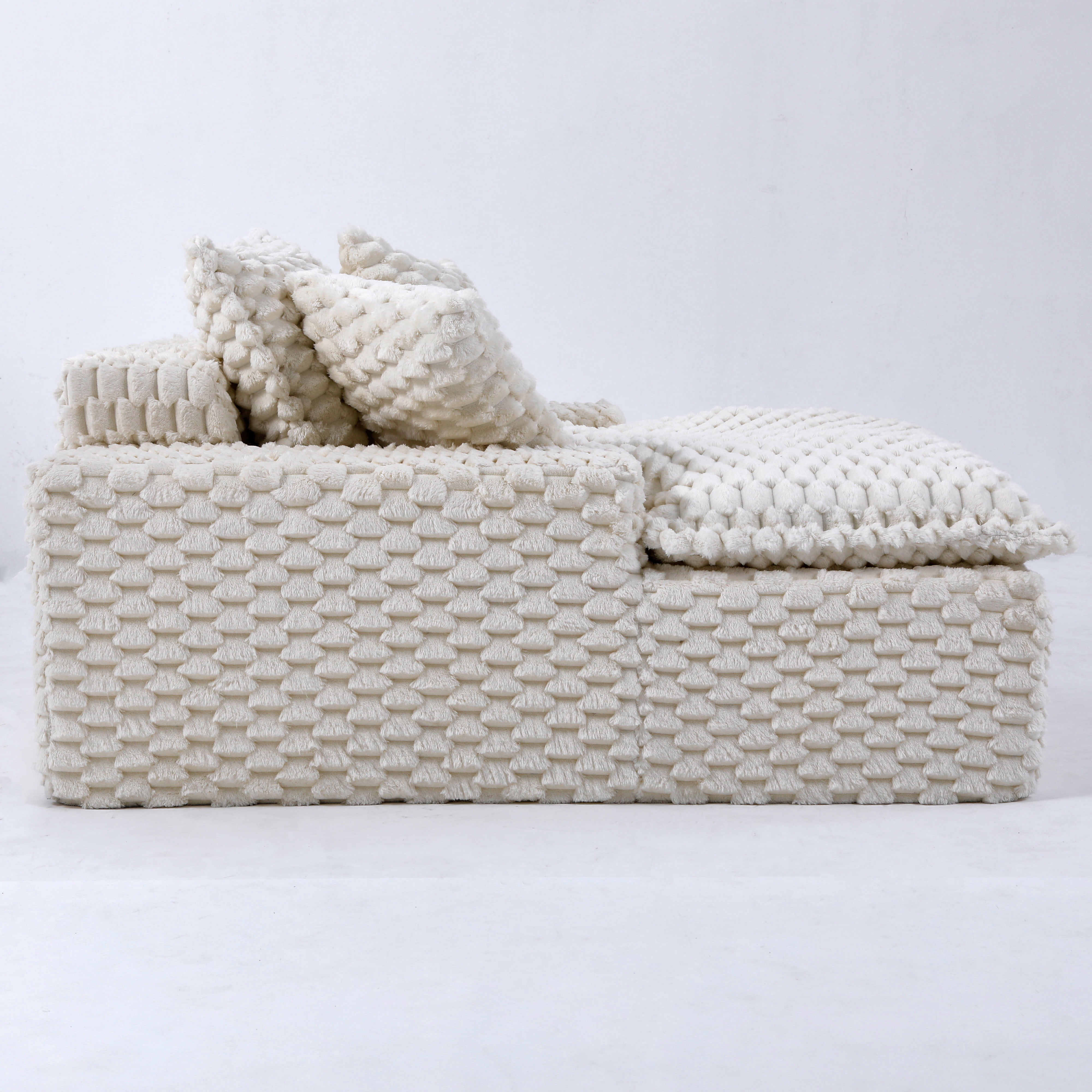 Gewnee 51 Inch Single Sofa,Extra-Wide Seats and Armrests,Two Pillows and One Backrest,Suitable for Bedrooms and Living Rooms.White