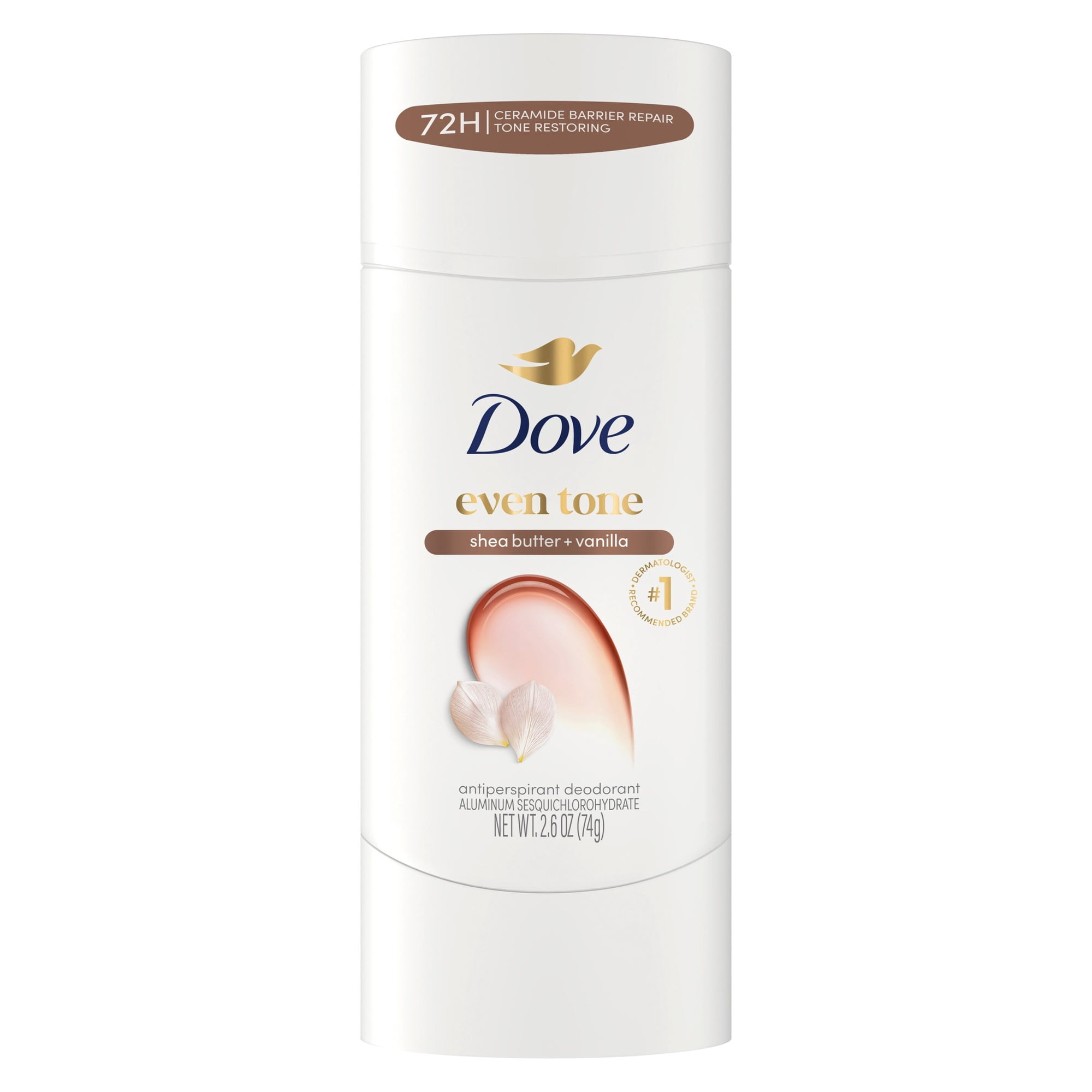 Dove Antiperspirant Deodorant Stick For Uneven Skin Tone Shea Butter & Vanilla 48-hour Odor And Sweat Protection ,2.6 oz