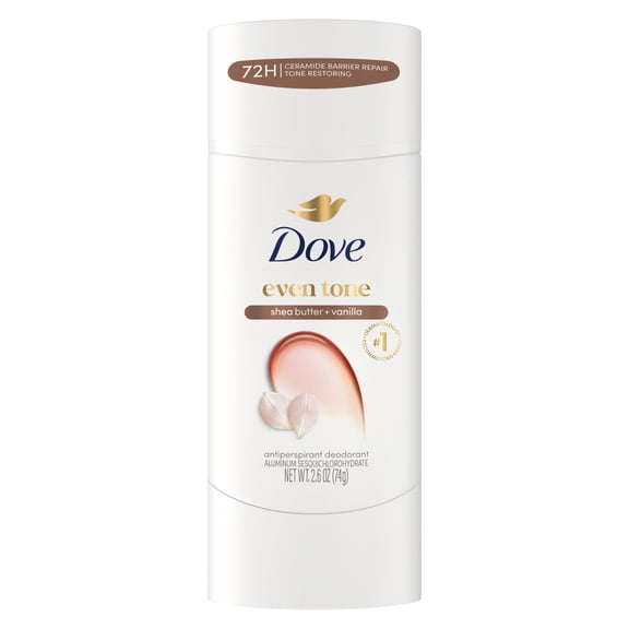 Dove Antiperspirant Deodorant Stick For Uneven Skin Tone Shea Butter & Vanilla 48-hour Odor And Sweat Protection ,2.6 oz