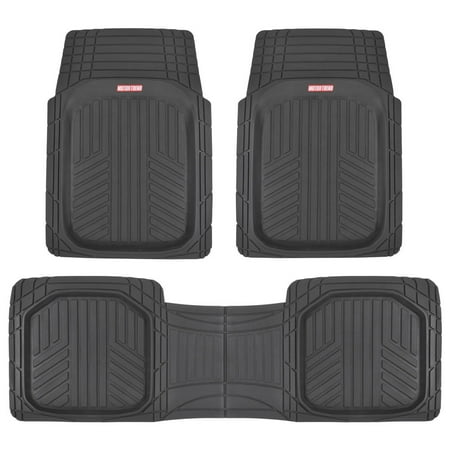 Motor Trend TriFlex Car Rubber Floor Mats- Odorless & All Weather Protection (3
