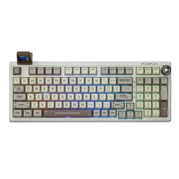 EPOMAKER RT100 Retro Gaming Keyboard with Display Screen, BT5.0/2.4G/USB-C, 97 Keys Gasket Custom Keyboard, Hot Swappable, RGB Backlit, with Knob for