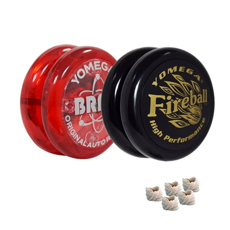 Yomega 2 Legendary Spinners - The Original Yoyo with A Brain and Fireball Transaxle Yo-Yo. Beginner, Intermediate and Pro Level String Trick Play. Includes 5 Extra Strings (Fireball-Brain-Black-Red)