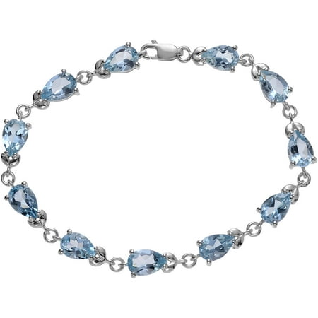 Brinley Co. Women's Blue Topaz Sterling Silver Teardrop Tennis Bracelet, 7.5