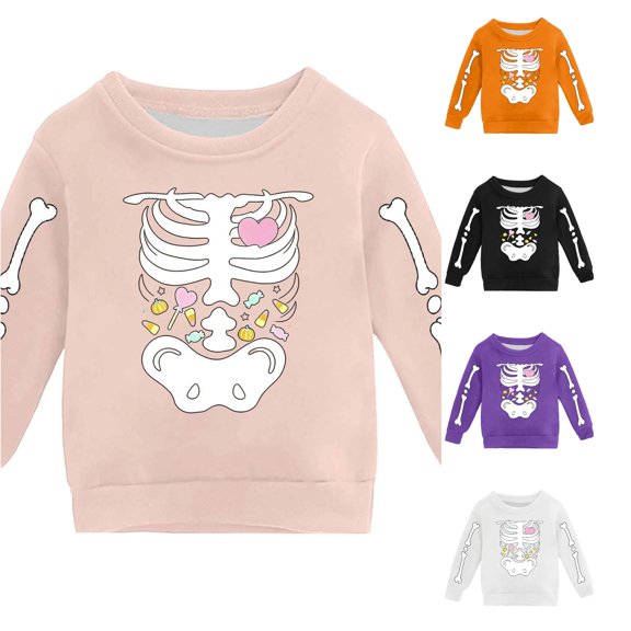 Zylarhe Halloween Sweatshirts for Kids Boys Girls Halloween Print Pullover Hoodie Crewneck Cute Pumpkin Design Casual Pink 13-14 Years
