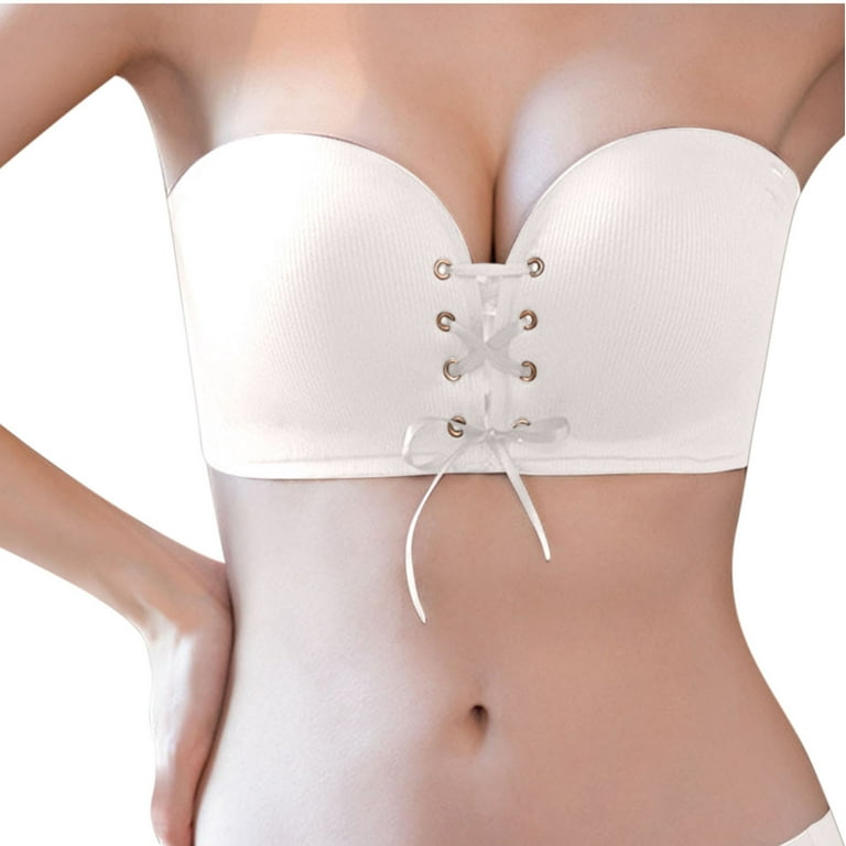SELONE Bras for Women Push Up Strapless Front Closure Clip Zip Front Snap  Front Hook Close Sagging Breasts Seamless Front Strap Anti Slip Strip  Gathered Wipe Chest Type Anti Slip Traceless White