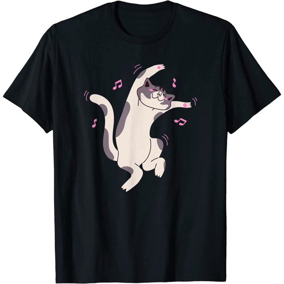 Cute Funny Dancing Cat Kitty Kitten Music Note For Men Women T-shirt Cat Lover Funny Cat Shirt Cat Lover Cat Owner Gift Pet Lover Shirt