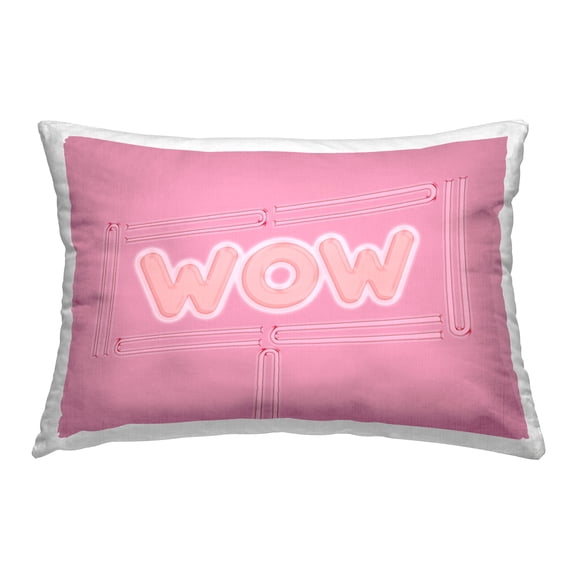 Stupell Industries Wow Neon Lights Style Decorative Printed Throw Pillow Design by Sundance Group, LLC..