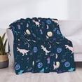 thumbnail image 3 of Yiaed Space Dinosaur Print Blanket Throw Blanket Soft Cozy Flannel Blanket for Home Bed Sofa Couch Chair-50"x40", 3 of 6