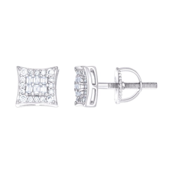 925 Sterling Silver Womens 0.23ct Baguette 0.23ct Round Moissanite Square Fashion Stud Earrings 7x7mm Wide Stud Earring