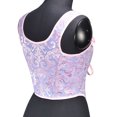 thumbnail image 5 of Xfvqtps Womens Vintage Floral Embroidery Grommet Lace up Tie Front Corset Bustier Shapewear Top Blue, 5 of 8