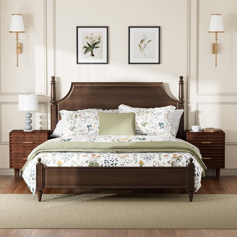 Alohappy Mid-century Nightstand Set, 2-pack Vintage Wooden Side
