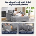 thumbnail image 4 of Ktaxon Jacquard Plush Fabric Chaise Lounge, Sofa Bed with Acrylic Legs, Floating Sleeper with Pillow Armrest, 2-Person Seating for Living Room & Game Room Blue-Gray, 4 of 9