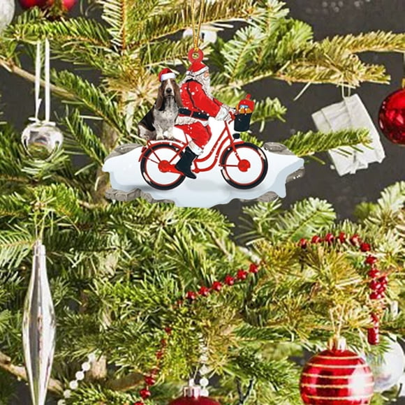 Colgante de Papá Noel, Adorable Cachorro de Acrílico, Colgante Decorativo para Árbol de Bicicleta, Accesorio para Oficina y Coche, Diseño Colores Vibrantes, Ideal para Navidad y Acción de Gracias, Ta