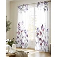 thumbnail image 5 of Purple Grey Leaves Sheer Curtains 63 Inch Length 2 Panels Set for Living Room/Bedroom, Summer Botanical Pastoral Watercolor Kitchen Curtains Grommet Semi-Sheer Curtains Window Treatments 42"x63"x2, 5 of 7