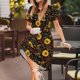 thumbnail image 3 of Easygdp Sunflowers Leaves para Vestido Transpirable de Mujer, Vestido Suelto de Manga Corta con Pliegues y Bolsillos para el Verano, 3 of 6