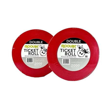 MOOLAH Double Ticket Roll, Red, 2 Pack
