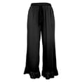 thumbnail image 6 of Palazzo Pants for Women 2026 Trendy Elastic Waist Wide Straight Leg Ruffle Hem Cropped Flowy Beach Pants with Pockets, 6 of 6