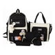 thumbnail image 1 of Set de mochilas de estilo coreano para viajes escolares, 5 piezas, color negro, 1 of 1