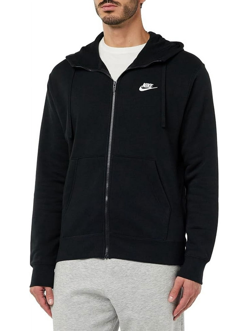 Nike Men's Sportswear Black Club Fleece Full-Zip Hoodie, 3XL