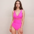 thumbnail image 6 of Swim Women's Deep V One Piece Swimsuit with Mesh Waist Panel and Ruched Tummy Control Design - X Large, Fuchsia, 6 of 7