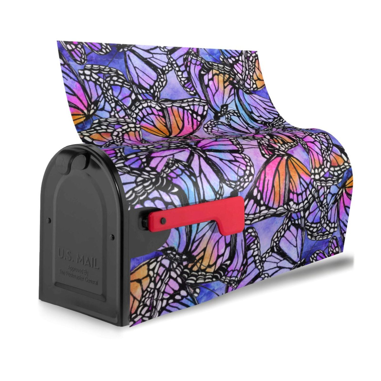 Logiee Watercolor Butterflies Print Post Letter Box Wrap Decor, Mailbox Cover Suitable for Standard Mailbox and Large Size Mailbox,Outdoor Yard Decoration-25.5x21 in