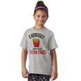 thumbnail image 3 of Exercise You Said Extra Fries Foodie Crewneck T Shirts Boy Girl Teen Brisco Brands XS, 3 of 6