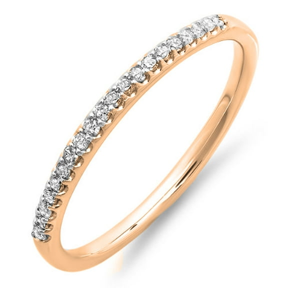 Dazzlingrock Collection 0.15 Carat (ctw) 14K Diamond Ladies Dainty Anniversary Wedding Stackable Band, Rose Gold, Size 9