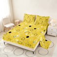 thumbnail image 2 of Manfei Cute Geometric Star Queen Sheets, Circular Dot Queen Sheet Sets, Yellow Black White, Colorful Stars Reversible 4 Pieces1 Flat Sheet + 1 Fitted Sheet + 2 Pillowcases, 2 of 6