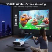 Kanstar Native 1080P Projector with 5G WiFi and Bluetooth, 500 ANSI Outdoor Portable Movie Projector for Home Theater