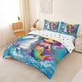 thumbnail image 3 of Metsweet Dreamy Unicorn Duvet Cover King, Cartoon Ocean Mermaid King Bedding,3 Pieces,1 Duvet Cover and 2 Pillowcases, 3 of 6