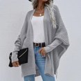thumbnail image 3 of Qarigey Cárdigan de poliéster para mujer, suéter portátil lavable de Color sólido, transpirable, a la moda, con abertura frontal, Abrigos y chamarras Gris, 3 of 4