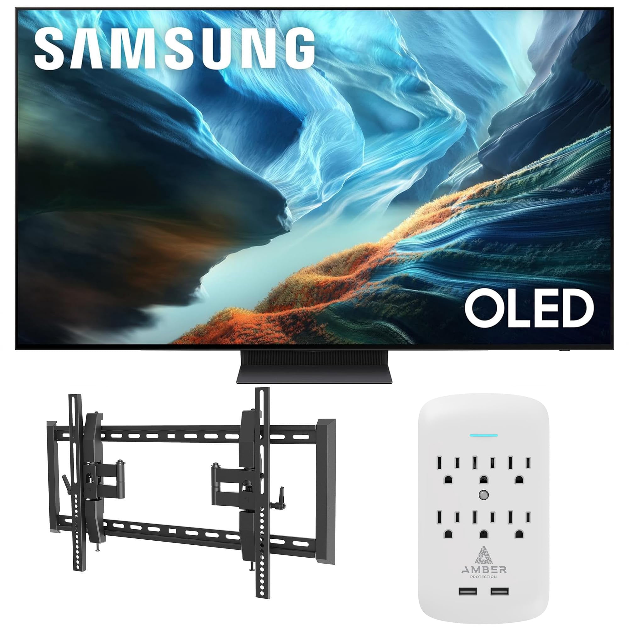 Samsung QN65S90HAEXZA 65" S90H Series OLED 4K UHD Smart Vision AI TV with a Walts TILT-EXTENSION-37-90 Tilt Mount and Amber Protection 6-OUTLET-SURGE Surge Protector (2026)