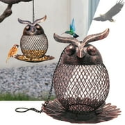 Crcmjuhgsa Bird Feeders Vintage Wild Bird Feeders Squirrel Proof For Ourside Hanging Cute Metal Owl Shaped Bird Yard Garden Decor