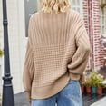 thumbnail image 4 of Odeerbi Fall Winter Knit Sweaters For Women Loose Solid Color Pullover Sweater Fashion 2024 Casual Long Sleeve Round Neck Ladies Warmth Tops Blouse Khaki, 4 of 8
